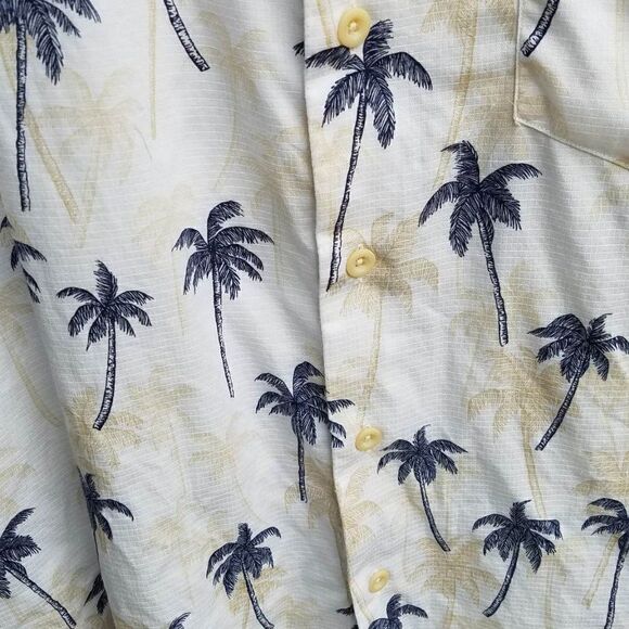 Mens Nautica Cotton White Tropical Shirt with Palm Trees Size Large - Picture 6 of 10